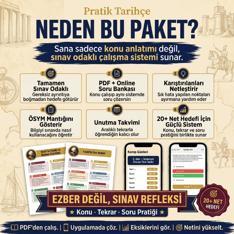 KPSS Tarih Kampı | PRO PAKET | 2.800+ Soru + Zayıf Alan Analizi + Hoca Desteği