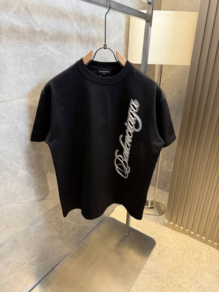Balenciaga Logo Baskılı Unisex Siyah Tişört