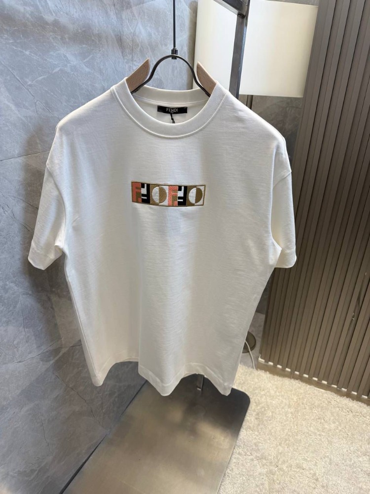 Fendi Logo Baskılı Unisex Beyaz Tişört