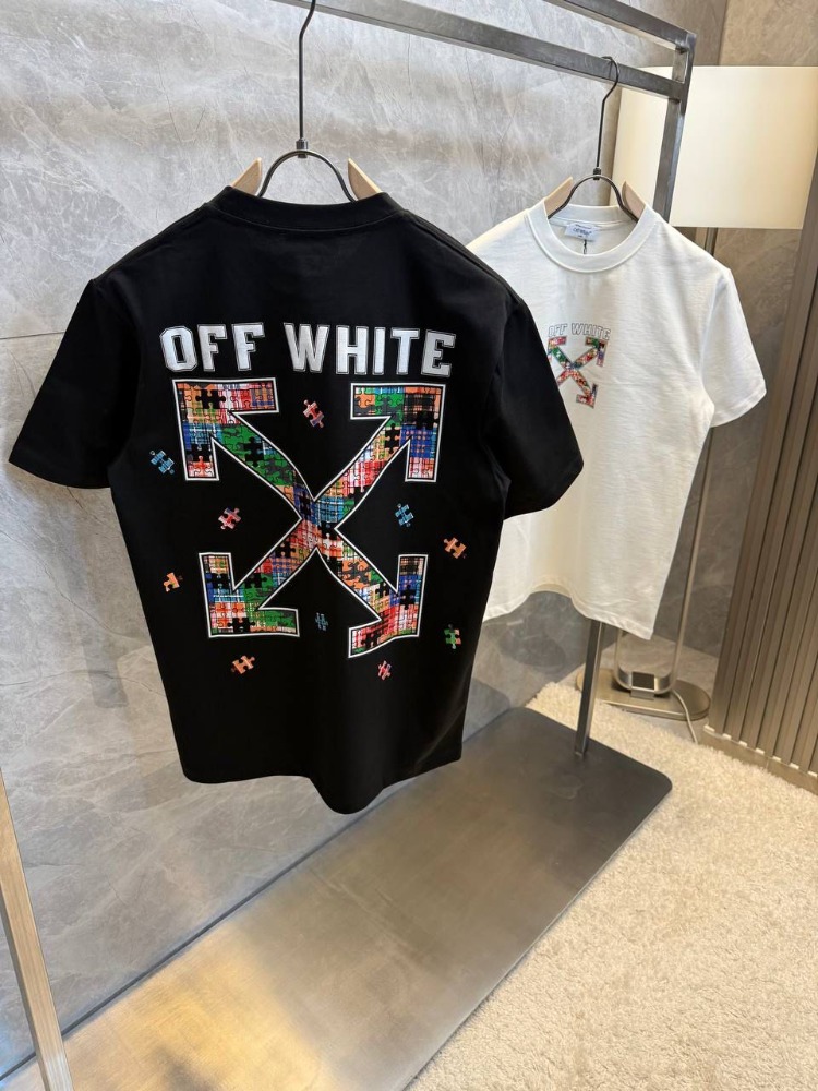Off-White Logo Baskılı Unisex Tişört (Siyah / Beyaz)