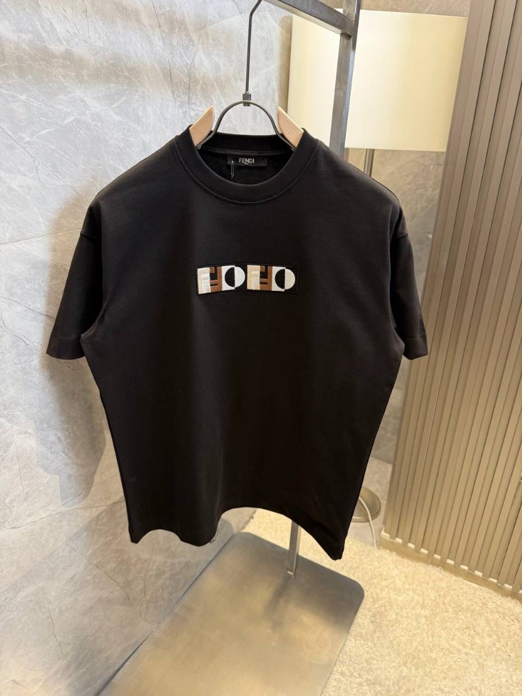 Fendi Logo Baskılı Unisex Siyah Tişört