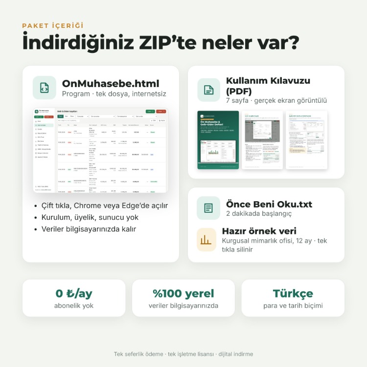 Ön Muhasebe Programı - Gelir Gider, KDV, Stopaj, Teklif | Abonelik Yok