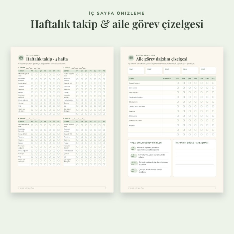Ev Temizlik Planı Yazdırılabilir PDF | Haftalık Rutin, Bayram Temizliği
