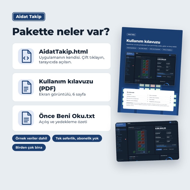 Aidat Takip Programı – Apartman ve Site Yöneticisi Uygulaması (İnternetsiz)