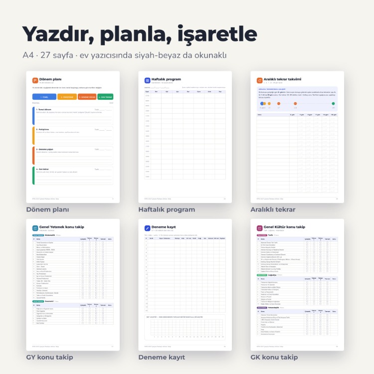 KPSS 2027 Çalışma Planlayıcı & Konu Takip – GY-GK Uygulama + PDF