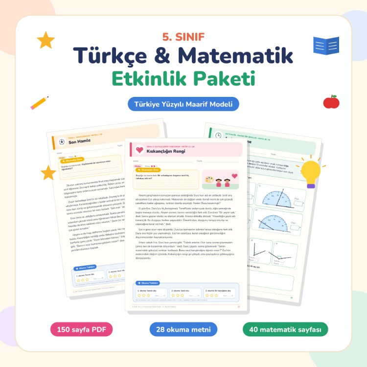 5. Sınıf Türkçe & Matematik Etkinlik Paketi (150 Sayfa PDF)