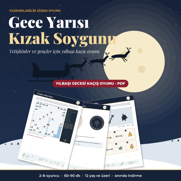 Yılbaşı Gecesi Kaçış Oyunu – Yetişkinler ve Gençler için Yazdırılabilir PDF