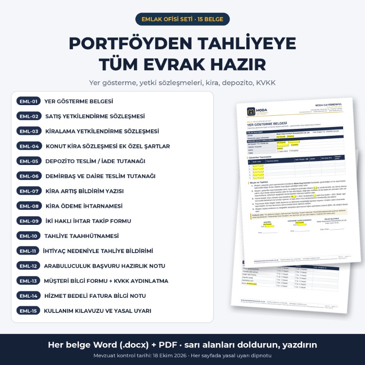 Logolu Kurumsal Belge Paketi – Emlak Ofisi & Site Yönetimi – Firmanıza Özel 29 Belge