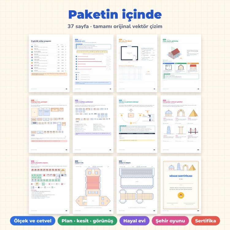 Küçük Mimar Atölyesi | 9-13 Yaş Yarıyıl Tatili Proje Kitabı PDF