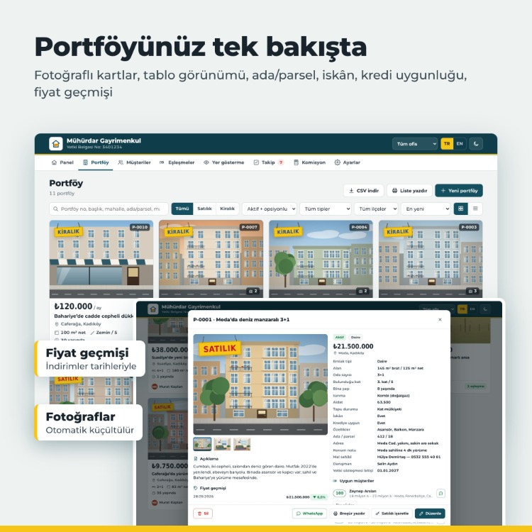 Emlak Ofisi Programı – Portföy, Müşteri, Yer Gösterme Takibi (İnternetsiz)