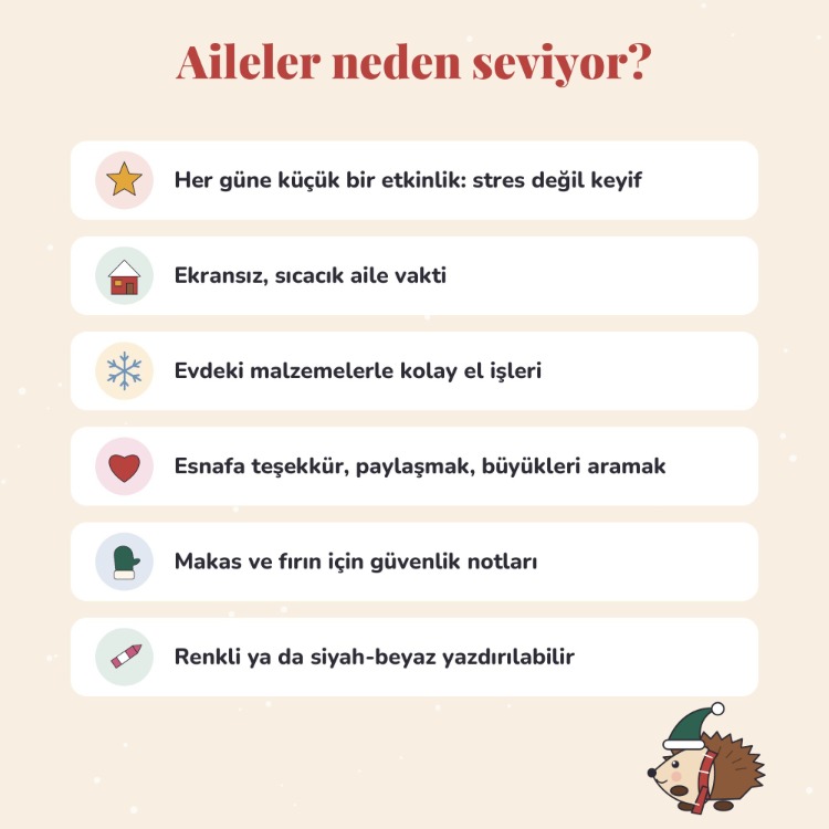 Yeni Yıla 24 Gün – Çocuklar İçin Aktivite Takvimi (Yazdırılabilir)