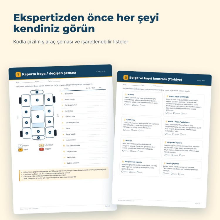 İkinci El Araç Alım Kontrol Kiti + Araç Masraf Takip Uygulaması (PDF)
