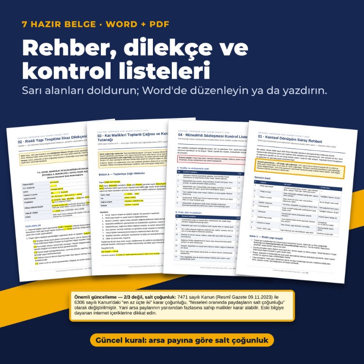 Kentsel Dönüşüm Hak Sahibi Paketi 2026 – Hesap Excel + Dilekçe + Sözleşme Kontrolü