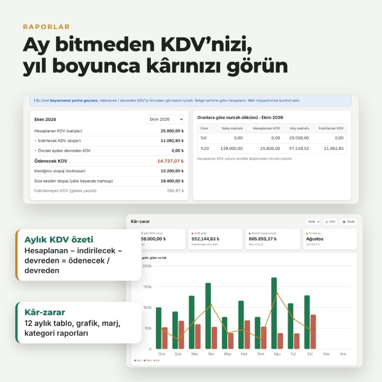 Ön Muhasebe Programı - Gelir Gider, KDV, Stopaj, Teklif | Abonelik Yok