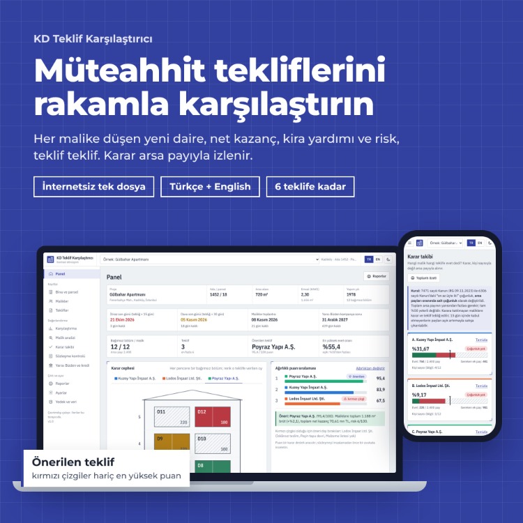 Kentsel Dönüşüm Teklif Karşılaştırma Programı – Müteahhit Teklifi Hesaplama