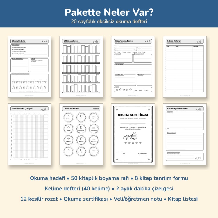 Çocuk Kitap Okuma Takip Defteri 7-12 Yaş | Yarıyıl Tatili Okuma Ödevi PDF