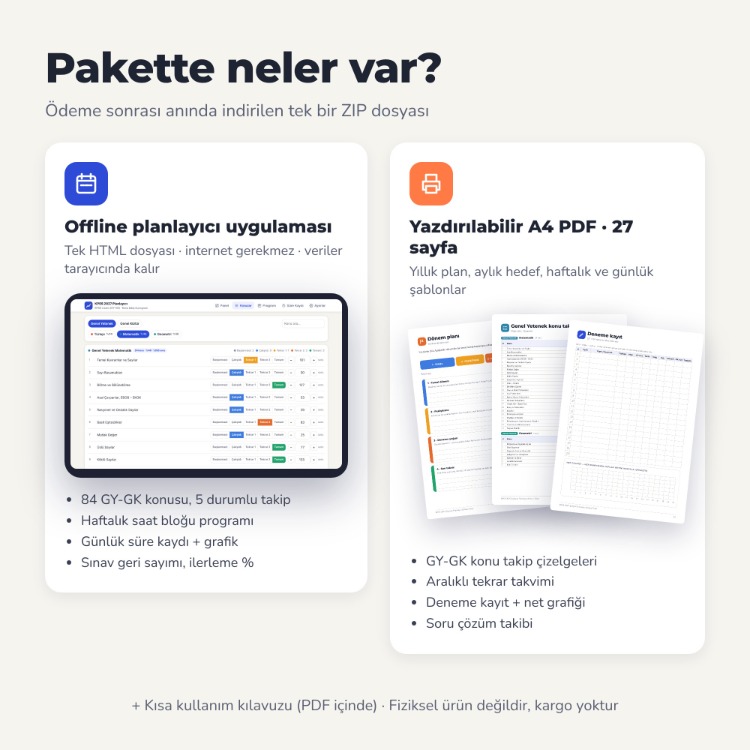 KPSS 2027 Çalışma Planlayıcı & Konu Takip – GY-GK Uygulama + PDF