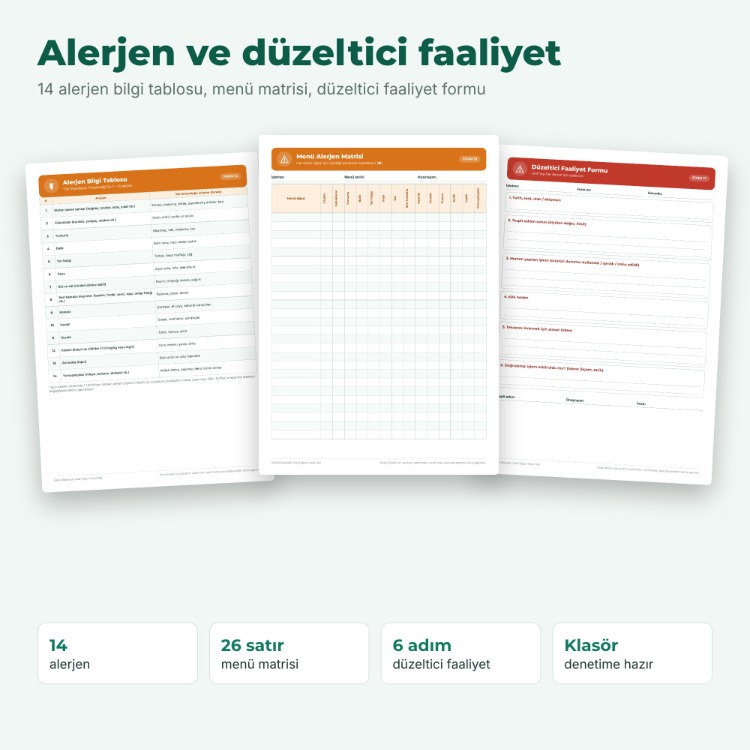 Gıda Hijyeni Kayıt Seti | Kafe Restoran 25 Form + Offline Uygulama