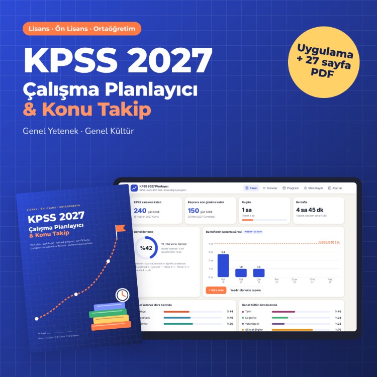 KPSS 2027 Çalışma Planlayıcı & Konu Takip – GY-GK Uygulama + PDF