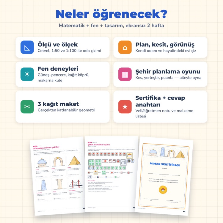 Küçük Mimar Atölyesi | 9-13 Yaş Yarıyıl Tatili Proje Kitabı PDF
