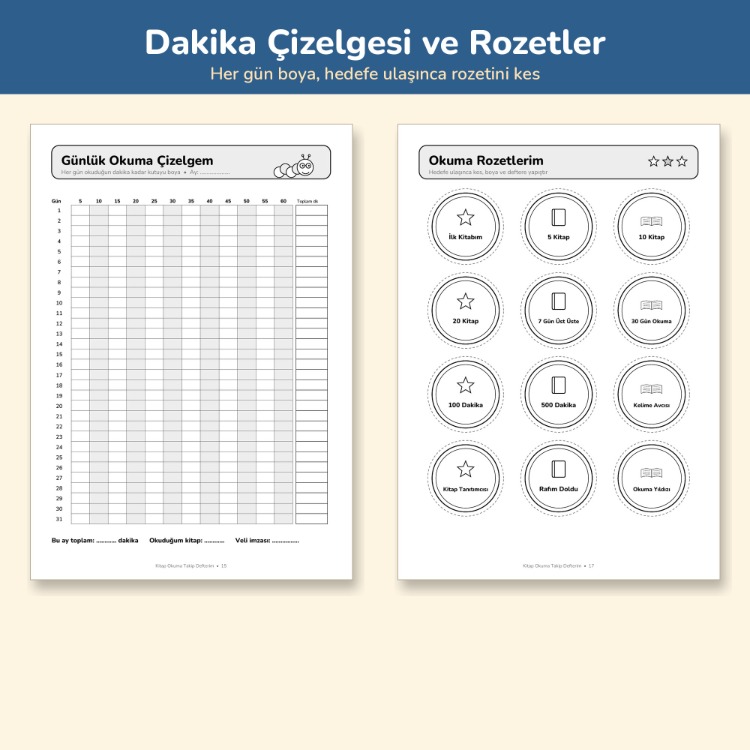 Çocuk Kitap Okuma Takip Defteri 7-12 Yaş | Yarıyıl Tatili Okuma Ödevi PDF