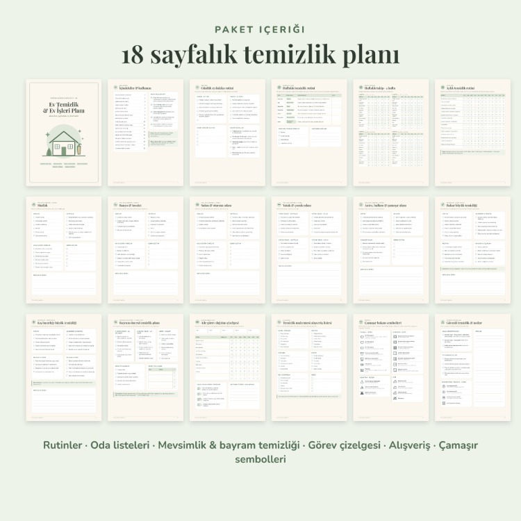 Ev Temizlik Planı Yazdırılabilir PDF | Haftalık Rutin, Bayram Temizliği