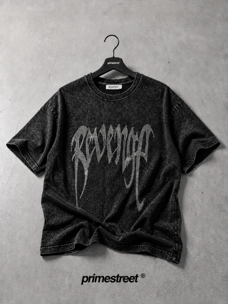 Revenge - Taş Baskılı Yıkamalı T-Shirt