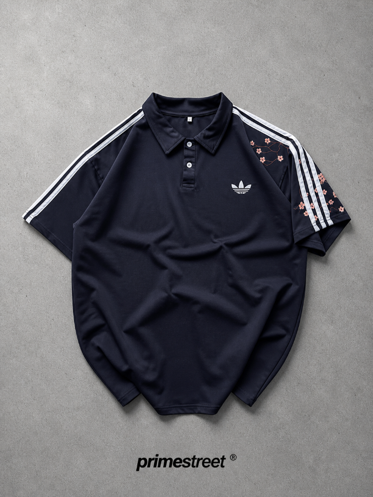 ADS - Çiçek Nakışlı Oversize T-Shirt Lacivert