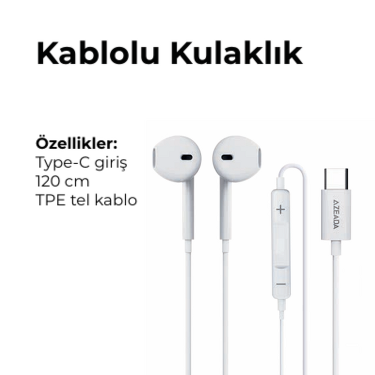 Azeada Kablolu Kulaklık Type-C az-e03