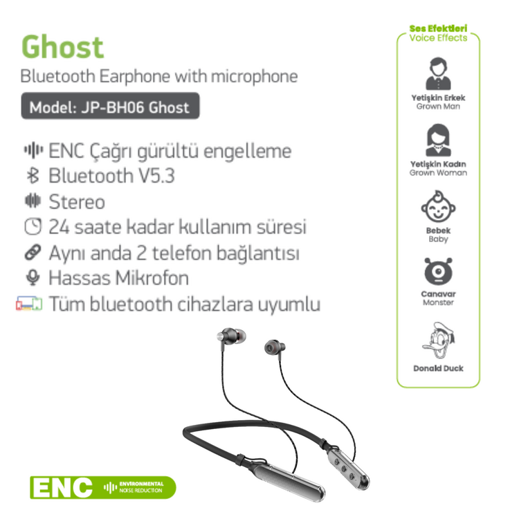 Jopus Libra Bluetooth Hoparlör & Jopus Ghost Boyun Askılı HD Ses Değiştirme 2 li Set