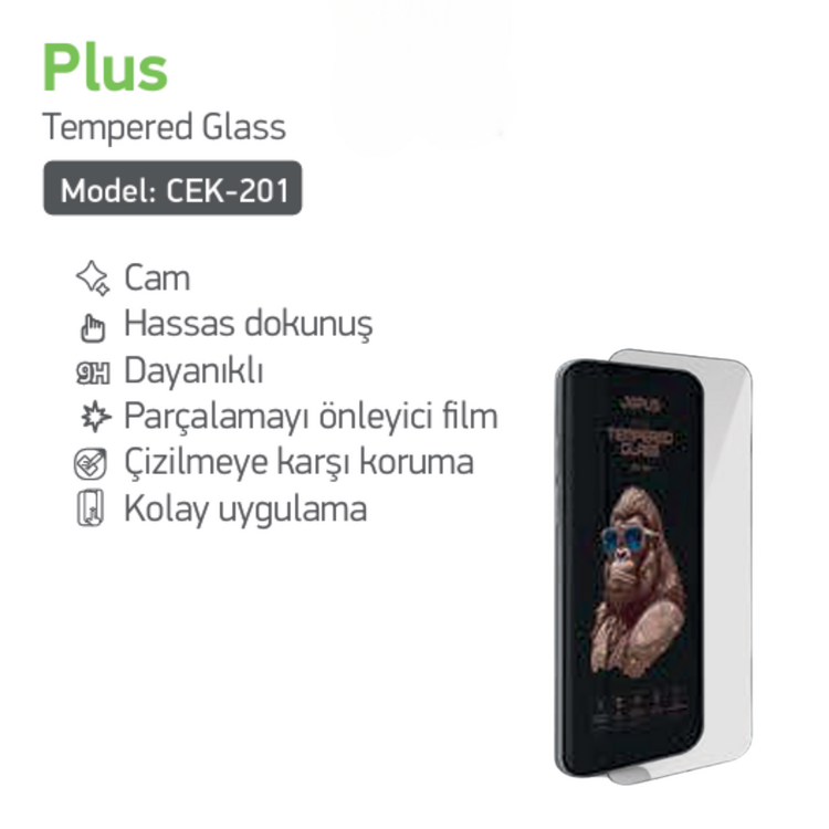 Jopus Plus Tempered Glass Ekran Koruyucu cek-201 Hassas Dokunuş Dayanıklı