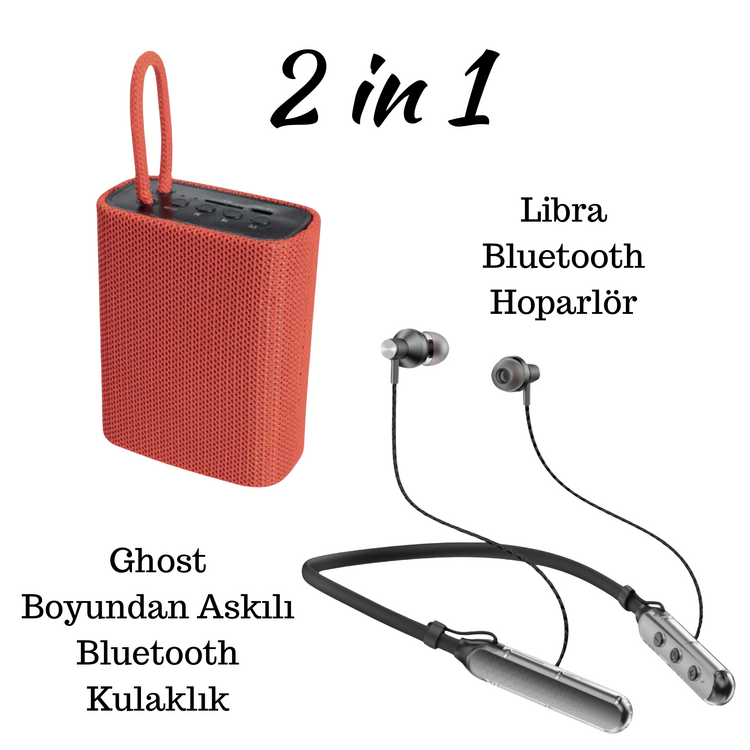Jopus Libra Bluetooth Hoparlör & Jopus Ghost Boyun Askılı HD Ses Değiştirme 2 li Set