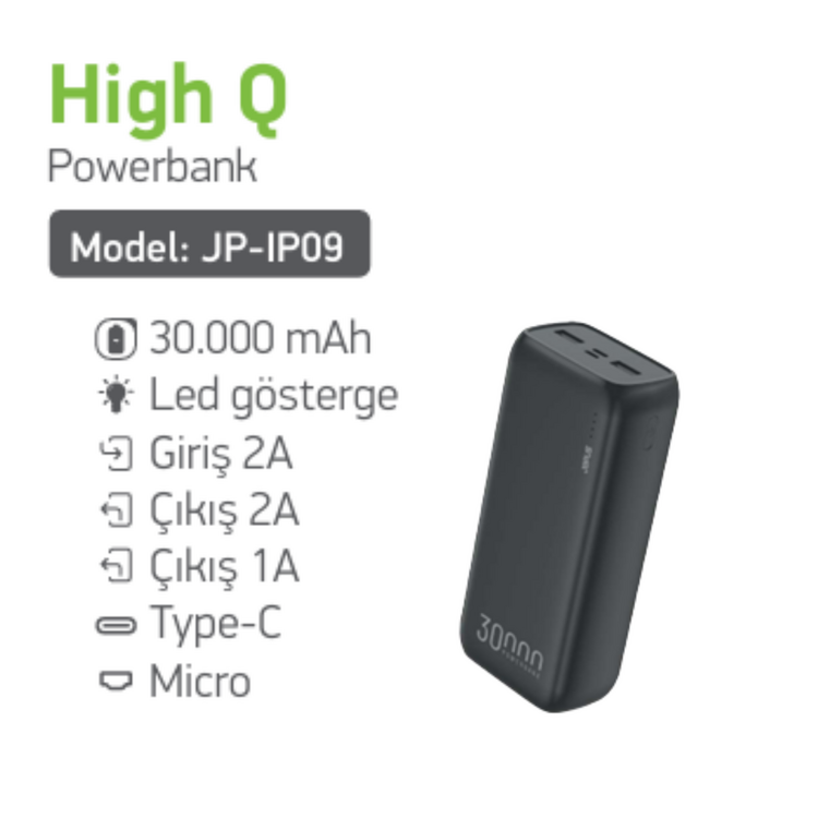 Jopus Powerbank 30.000 mAh High Q jp-ıp09 Type-C-Micro