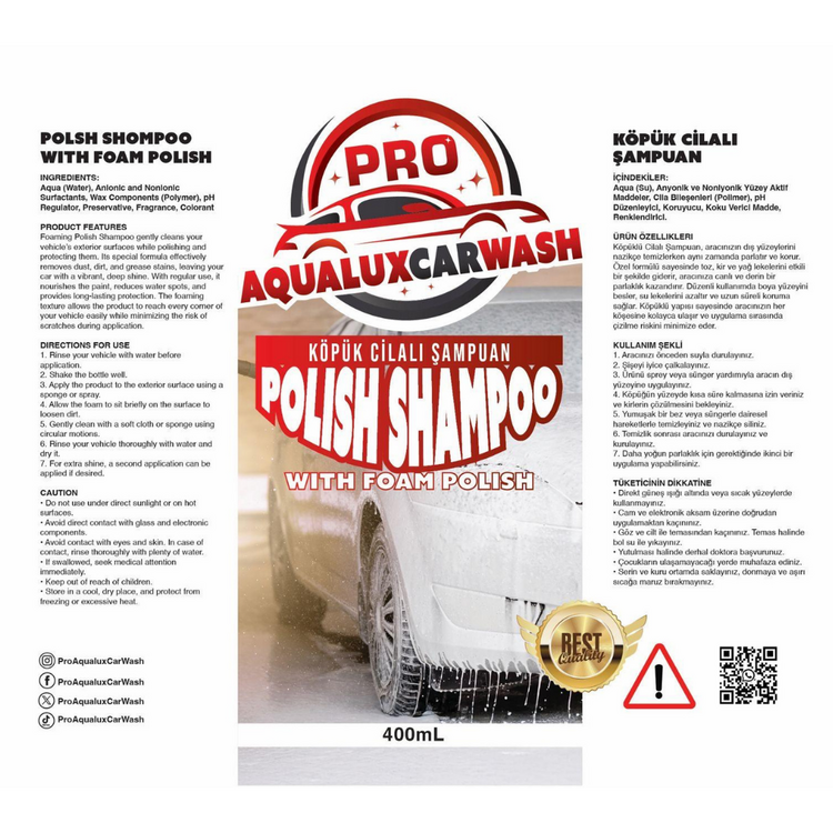 Araba Araç Oto Cilalı Fırçasız Yıkama Şampuan Oto Yıkama Şampuanı Köpüğü 400 Ml