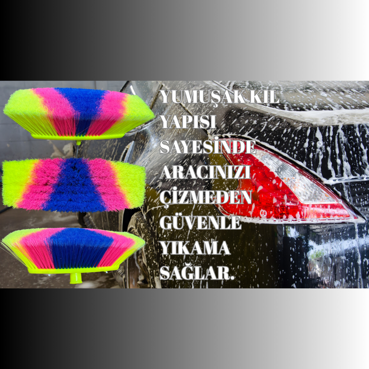 Oto Fırça 20cm Otomobil Yıkama Fırçası, Hortum Girişli Araba Fırçası