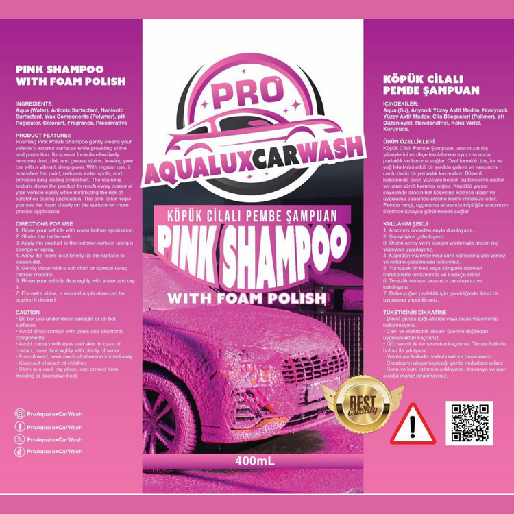 Oto Şampuan Cilalı Pembe Köpük Cilalı Oto Şampuan Ultra Kalite Pink Foam