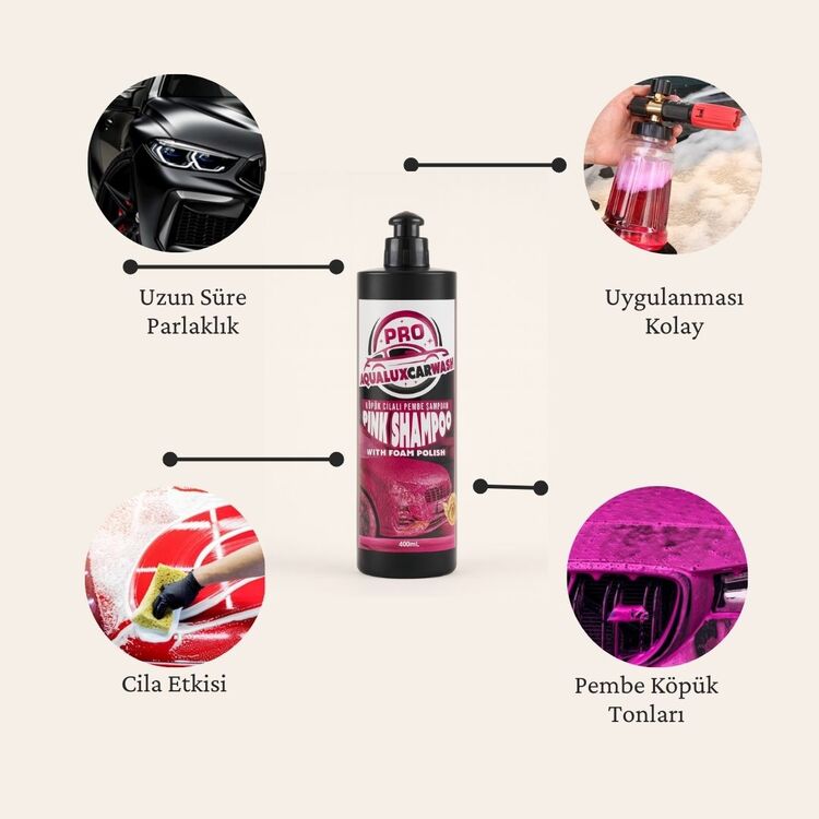 Oto Şampuan Cilalı Pembe Köpük Cilalı Oto Şampuan Ultra Kalite Pink Foam