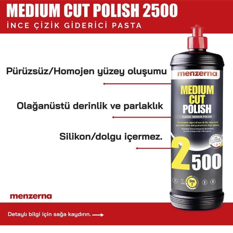 MENZERNA 2500 İnce Çizik Giderici Pasta – 1 lt