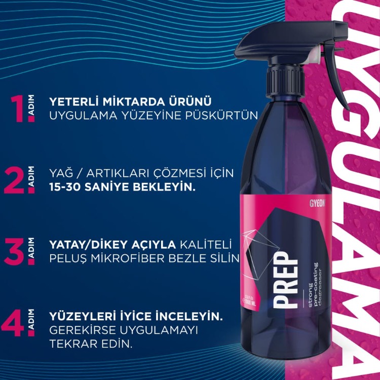 GYEON QM Prep Seramik PPF Folyo Kaplama Öncesi Yüzey Hazırlayıcı ve Temizleyici – 1000 ml