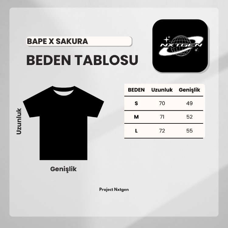 Bape x Sakura Siyah Tshirt