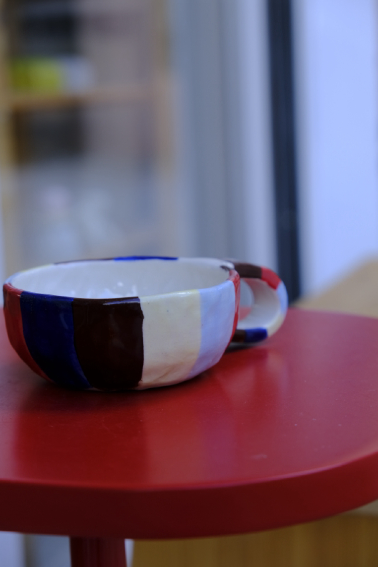 Stoneware çizgili mug
