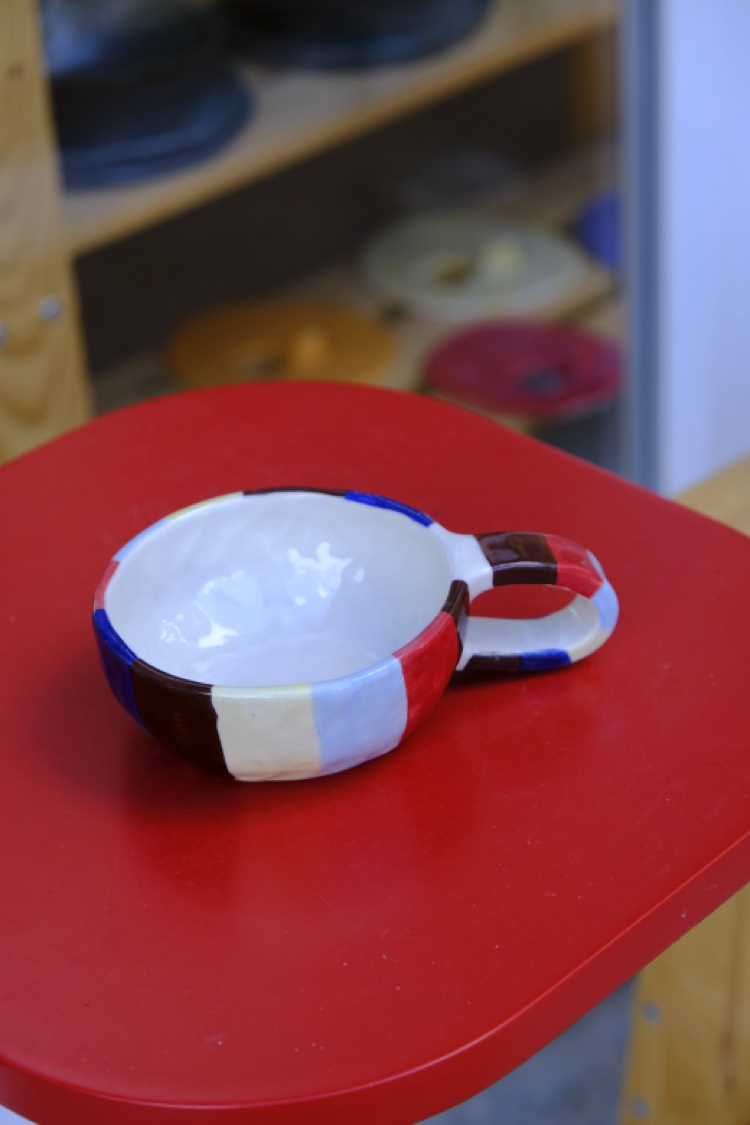 Stoneware çizgili mug