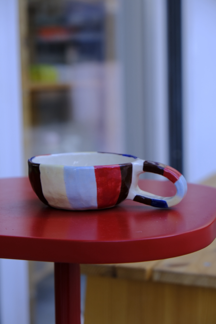 Stoneware çizgili mug