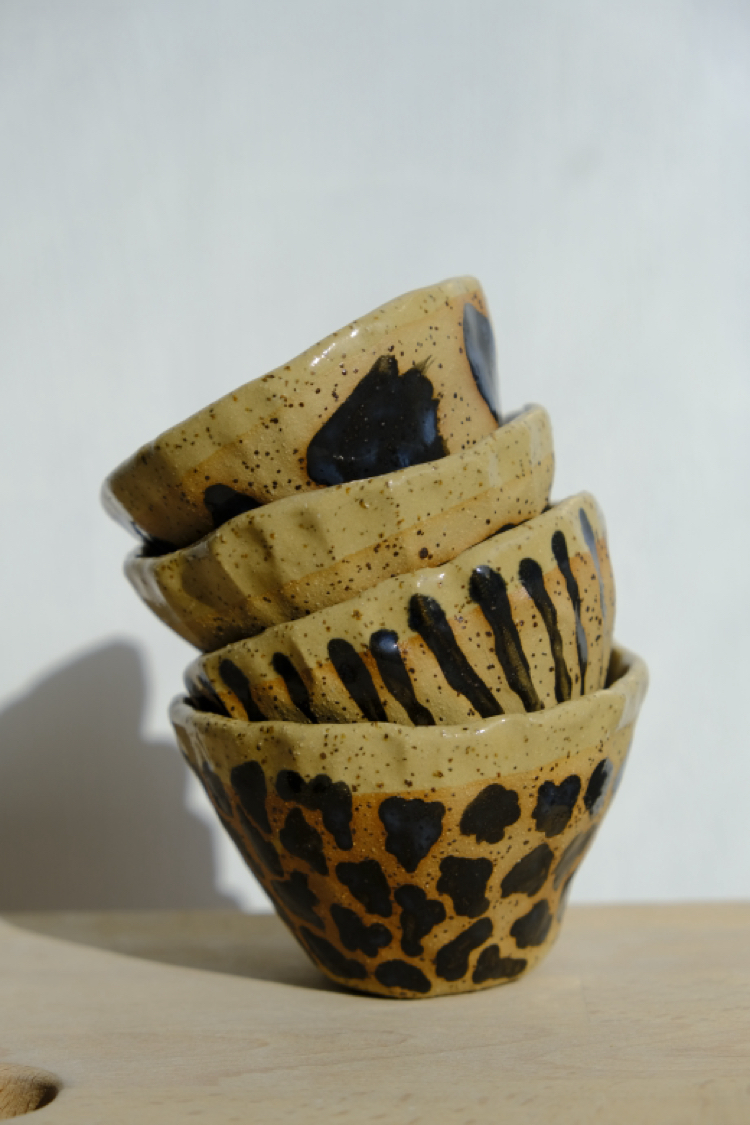 Stoneware çizgili cup