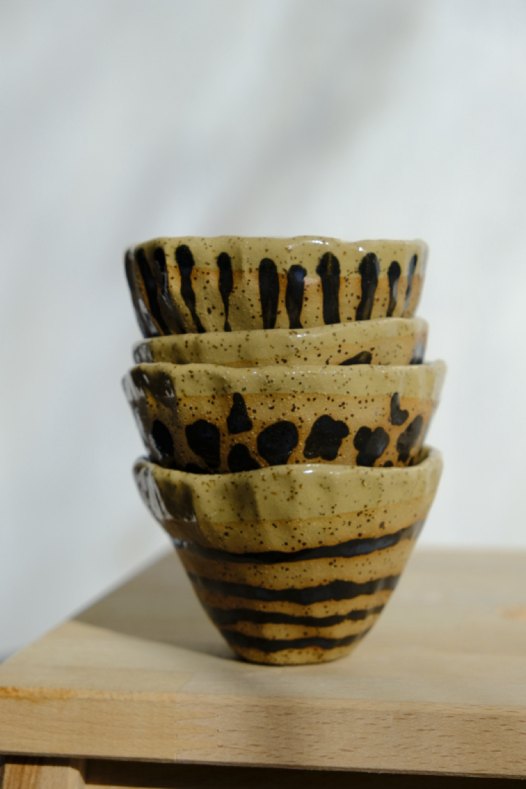 Stoneware çizgili cup
