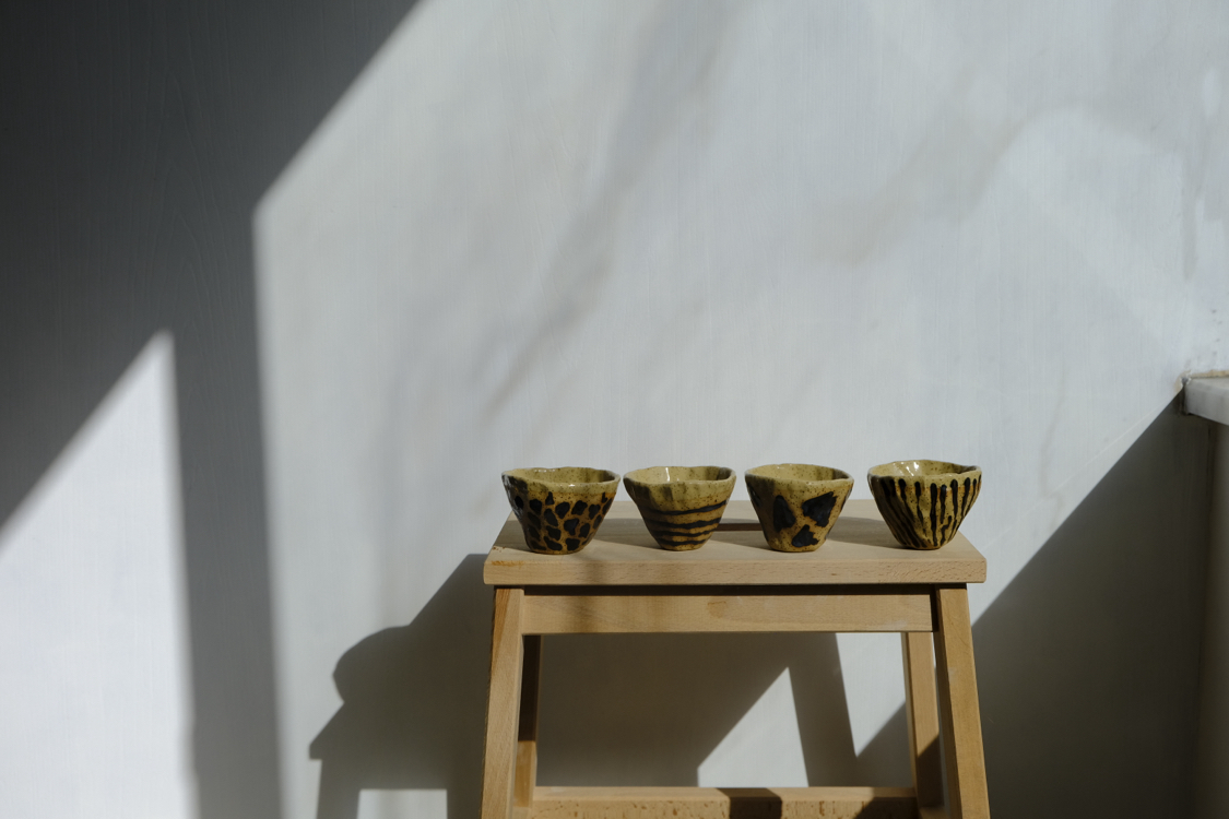 Stoneware çizgili cup