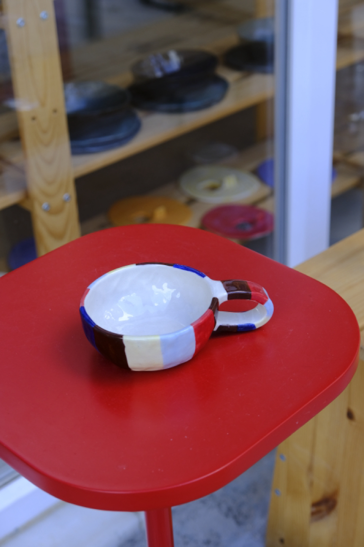 Stoneware çizgili mug