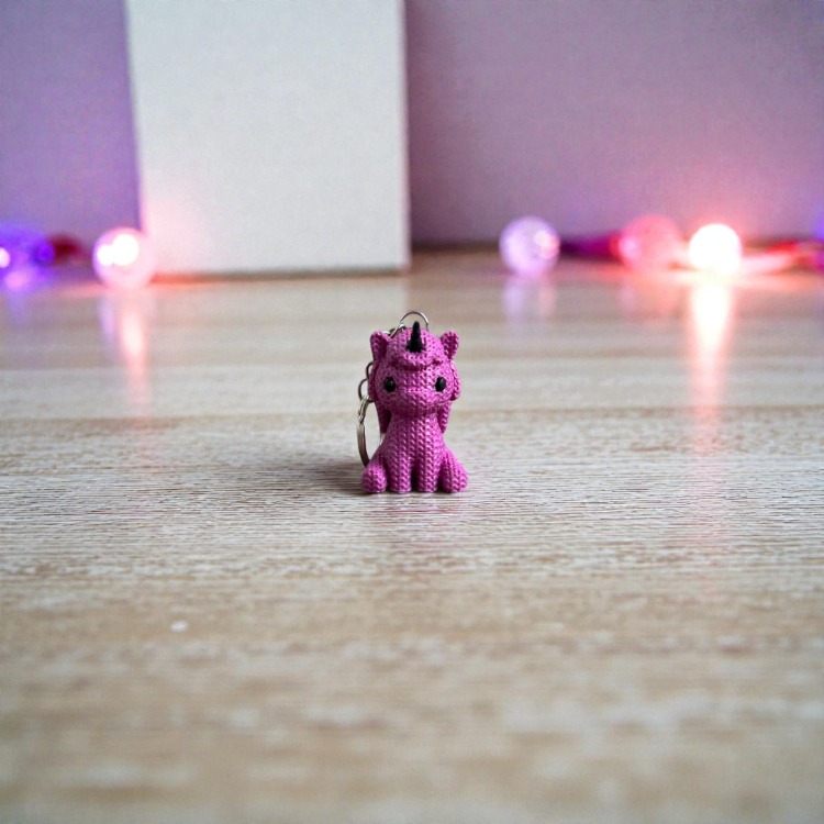 Örgü Dokulu Unicorn Anahtarlık 3D Baskı PLA