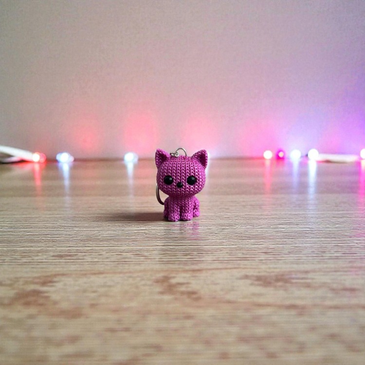 Örgü Dokulu Kedi Anahtarlık 3D Baskı PLA