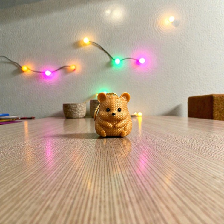 Örgü Dokulu Hamster Anahtarlık 3D Baskı PLA